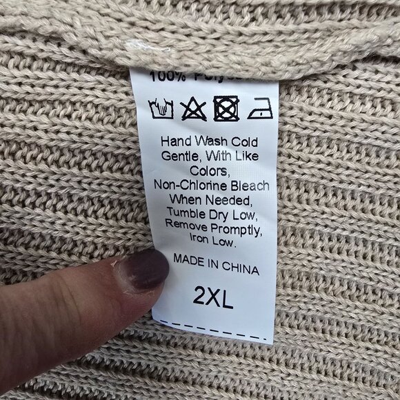 Fashion Womens Asymmetrical Ribbed Knit Sweater 2XL Beige 100% Acrylic - Picture 5 of 5